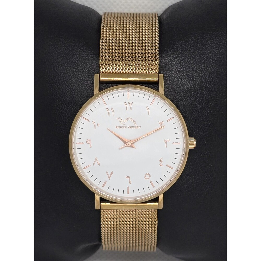 Unisex North Accent Classic Arabic Numerals Rose Gold Mesh Band Watch 13